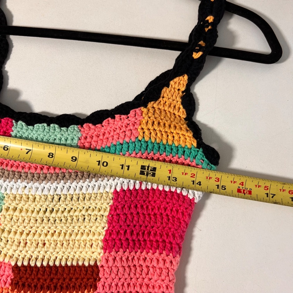 Tach Clothing Boho Crochet Patchwork Mini Dress Small Multicolor Indie Festival - Picture 4 of 6